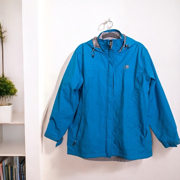 Karrimor Aqua Blue Nylon Mesh Waterproof Urban Zippered Hooded Jacket Size 10 - Picture 10 of 10
